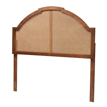 Baxton Studio Madeline Classic and Traditional Ash Walnut Finished Wood Queen Size Headboard with Rattan 238-12664-ZORO